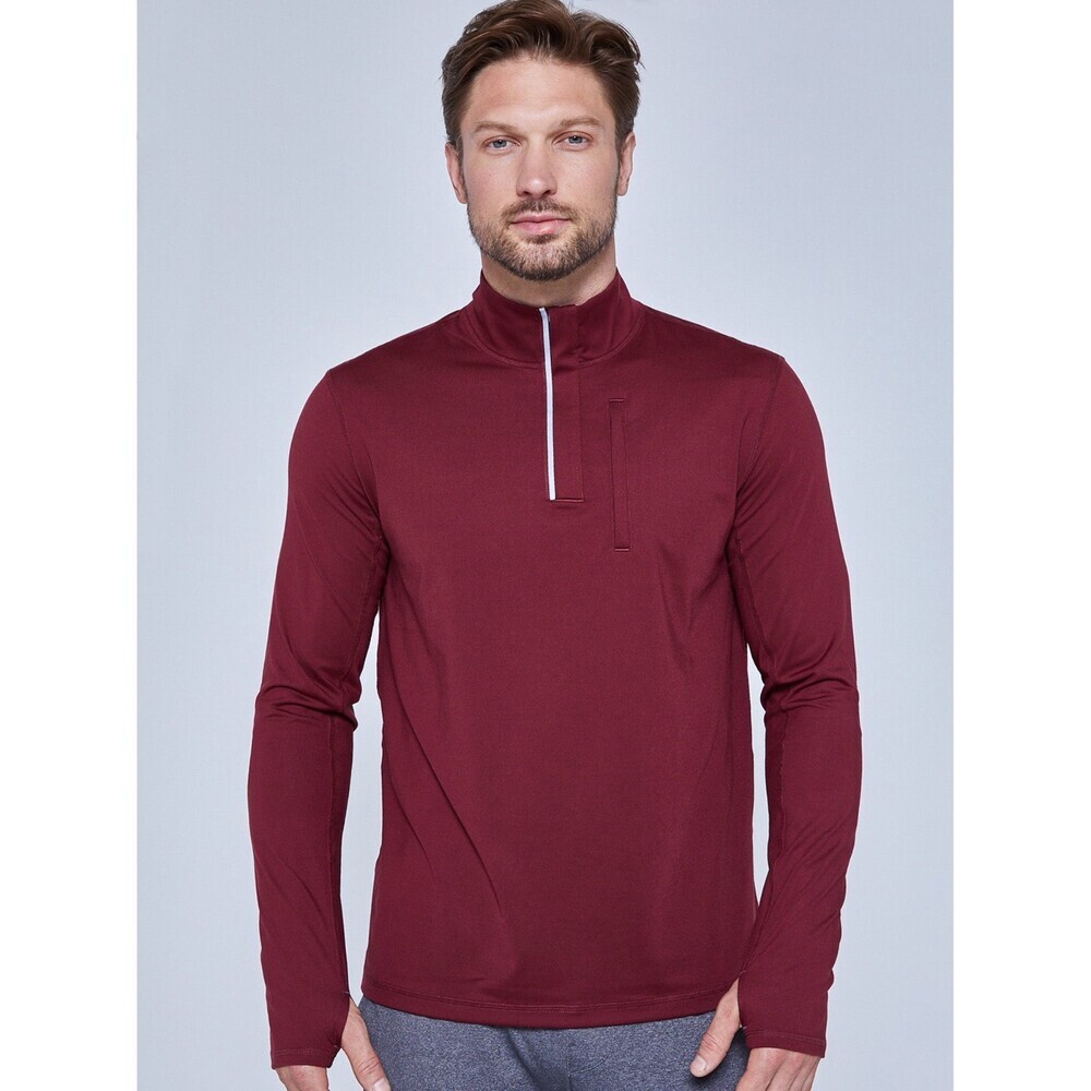 Fourlaps Venture Shirt Men XL Burgundy 1/2 Zip Thumb Hole Sleeve Pullover RED946